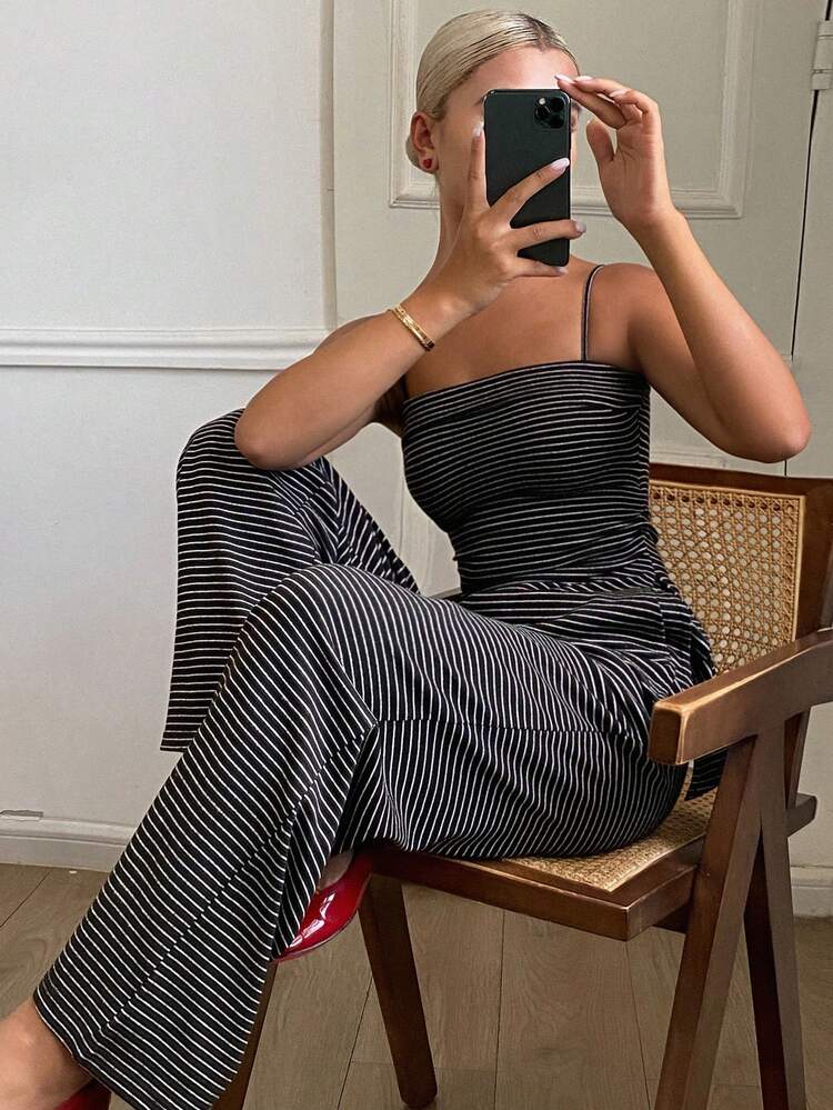Women's Casual Sleeveless Top And Straight Leg Pants 2 Pieces Set, Suitable For Spring And Summer Lounge Sets For Women
