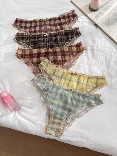 PetitDoll 5 st/pack bekväma bikinitrosor med blommönster för kvinnor