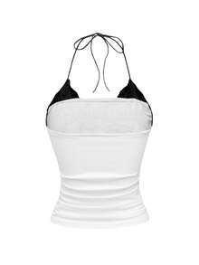 ROMWE Set de 2 tops Tank de estilo bodycón con estampado de cereza vintage americano y estampado de vid punk con contraste de encaje en el cuello halter - Multicolor - Ver 6