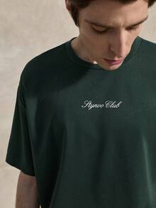 Courvante Herren Slogan Muster Rundhals Casual Kurzarm Grafik T-Shirt Streetwear dunkelgrünes Zitat Shirt Oversize T-Shirt, Strickstoff, für Tennis Sport, Golf, Vatertags Geschenk für Vater & Freund, Outfits für Männer - Dunkelgrün - Übersicht 5