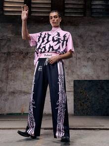 Skyrend Manfinity Streetrush Men's Distressed T-Shirt And Long Pants Set, Streetwear Styleemo - Multicolor - View 5