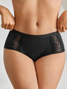 Ocili Women Solid Color Lace Trim Triangle Panty - Black - View 3
