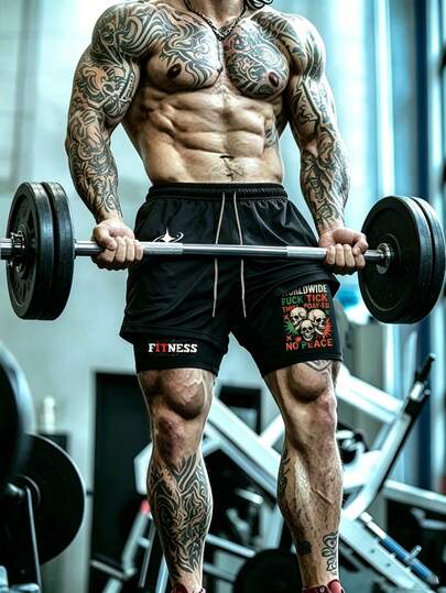 GymBeat Quần short thể thao nam in họa tiết tối giản