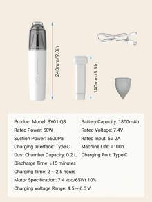 Teckwe Handheld Car Vacuum Cleaner, 5600Pa Strong Suction Cordless Mini Vacuum, Rechargeable Portable Hand Vac For Car Interior, Home, Pet Hair, Keyboard Cleaning - Car vacuum cleaner - View 8