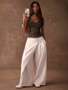 SHEIN BAE Áo tank top nữ họa tiết da báo - Cổ tròn ôm sát, phong cách đường phố thời trang và thanh lịch, chất liệu co giãn cơ bản, hoàn hảo cho các buổi hòa nhạc mùa hè, tiệc tùng, lễ hội âm nhạc, thể thao và mặc nhà thoải mái. - Nhiều màu - Xem 4