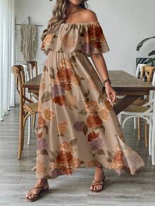 SHEIN VCAY Đầm cỡ lớn họa tiết hoa tối giản, phong cách thường ngày, thích hợp cho mùa hè. - Nhiều màu - Xem 1