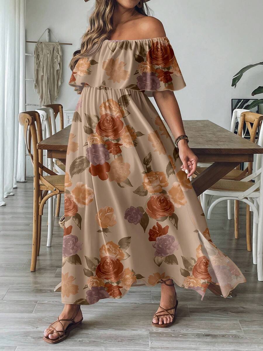 SHEIN VCAY Đầm cỡ lớn họa tiết hoa tối giản, phong cách thường ngày, thích hợp cho mùa hè. - Nhiều màu - Xem 1