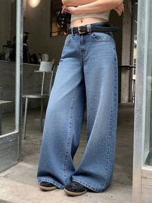 TOM AND JERRY X DAZY Quần jean denim nữ kiểu dáng thường ngày, đa năng, in hình hoạt hình. - Màu xanh lam - Xem 8