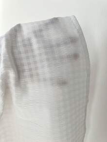 女士粉色碎花荷叶领短袖衬衫，度假风，乡村风 - 白色 - 查看 6