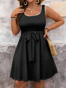 SHEIN VCAY Đầm cỡ lớn kiểu dáng tối giản thêu họa tiết vỏ sò, thích hợp cho mùa hè. - Nhiều màu - Xem 4