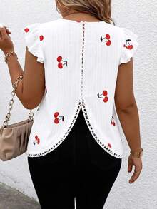 SHEIN PETITE CURVE Blusa elegante y versátil con estampado para mujeres de talla grande - Multicolor - Ver 2
