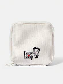 Betty Boop x SHEIN Betty Boop 主題化妝包，適用於多種場景，大容量、超輕量、耐用、多功能且實用，高美學價值，時尚風格，簡約休閒風、偽裝風、中性風、運動風、可愛風、卡通風，便攜且對比鮮明，透氣、耐用、可折疊、防塵收納，適合假期戶外工作辦公送禮、通勤、旅行、度假，年輕女性與上班族的選擇 - 白色 - 查看 3