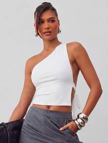 Hauture Blusa con diseño asimétrico y espalda descubierta - Blanco - Ver 3