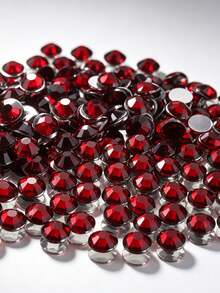 2000pcs 3-6mm Dark Red Flat Back Resin Rhinestones, Round Jelly Gemstones For DIY Accessories, Shoes, Clothes, Cosmetics, Bags, And Decoration - Crimson - View 7