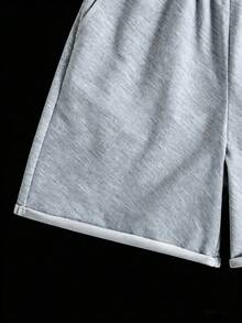1 buah Celana Pendek Rajut Kasual untuk Remaja Laki-laki, Kain Nyaman, Desain Slim Fit, Cocok untuk Berbagai Acara, Koleksi Baru Musim Semi/Panas - Grey - View 6