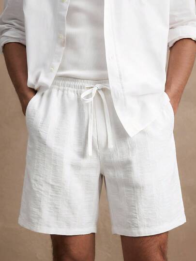 Core Aspect Men's Casual Shorts, White Woven Shorts, Suitable For Ins Style, Vacation, Beach, Date, Summer Outfit, Daily Wear, Great Gift For Boyfriend/Husband, Y2K, Men's Leisure White Shorts Shorts For Men White Short Pant White Sports Shorts  Shorts For Women Summer White Lounge Shorts