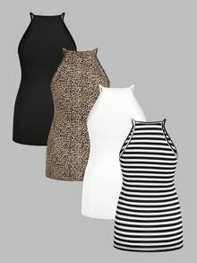 Modmama Bộ 4 áo hai dây cho bà bầu, kiểu dáng thường ngày, đa năng, co giãn tốt. - trắng - Xem 2