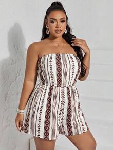 SHEIN VCAY Bộ áo liền quần ống rộng in hoa cỡ lớn dành cho nữ, thích hợp cho mùa xuân hè. - Nhiều màu - Xem 4