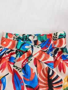 SHEIN Bộ 2 món gồm áo không tay màu trơn và quần short dệt in họa tiết cho bé gái, thích hợp cho kỳ nghỉ hè. Áo cổ tròn màu trơn và quần short in hoa, trang phục thường ngày thoải mái cho bé gái, bộ đồ hè cho bé gái, bộ quần áo ngắn in hoa cho bé gái, bộ đồ hè cho bé gái, bộ đồ ngắn mùa hè cho thiếu nữ, trang phục nghỉ hè cho bé gái. - trái cam - Xem 7