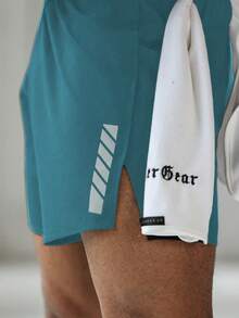 Gym Rark Pantalones cortos deportivos para hombre con cintura de color contrastante y abertura lateral, para gimnasio - Agua verde azul - Ver 6