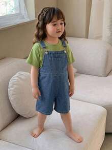 DAZY Toddler Girls' Washed Casual Loose Korean Style Versatile Denim - Blue - View 3