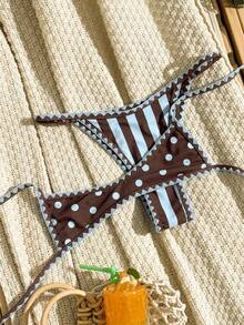 Swim Vcay Bộ đồ bơi 2 mảnh nữ mùa xuân/hè 2026 mới, họa tiết hoa ngẫu nhiên, phong cách thanh lịch, thoải mái, thích hợp cho kỳ nghỉ biển. - Nhiều màu - Xem 3