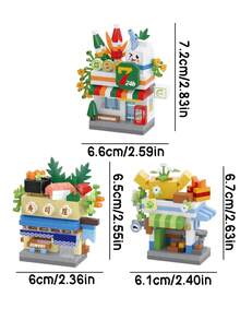 MINKOJA 1pc Aesthetic Mini Street View Building Blocks – Chic Sushi Shop & Convenience Store Figurine – Dreamy Desktop Accent For Minimalist Home Decor – Sentimental Valentine's Day & Festive Gift For Special Moments - Multicolor - View 6
