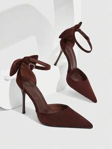 CUCCOO SZL Women's Casual Fashionable Simple Ankle Strap Pointed Toe High Heels, Summer - dark brown - View 8