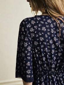 MSÉcloséra Vestido de vacaciones, vestido de oficina, vestido elegante, vestido floral, vestido rojo, vestido de encaje, vestido estampado, vestido de primavera/veranoMS2-15 GBZZ - Azul marino - Ver 2