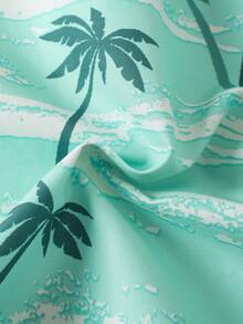 Bañador con cordón en la cintura y estampado de palmeras para adolescentes - Multicolor - Ver 5