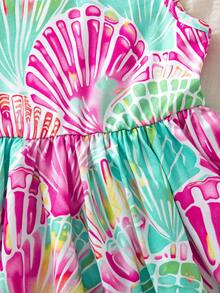 Emery Rose Kids Young Girl Shell Pattern Knit Sleeveless Round Neck Dress - Mauve Purple - View 8