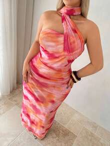 Auralis Plus Size Women's Pink Sleeveless Elegant Sexy 80s Maxi Dress Floral Summer Vacation Beach Holiday Cruise Outfit Casual Festival - Multicolor - View 7