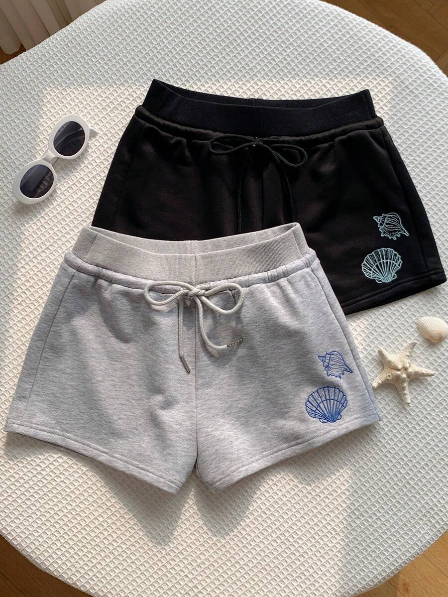 Comfortcana Women's Summer Casual Embroidered Drawstring Shorts - Multicolor - View 1
