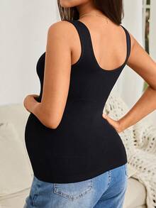 BloomMama Seamless Maternity Shapewear Top, High Elasticity, Elegant, Soft, Suitable For Home, Commute And Daily Wear As Base Layer - Black - View 2