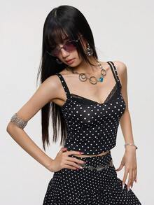 Rina Fox 2026 女士性感吊带背心，修身夏季上衣 - 黑色 - 查看 4