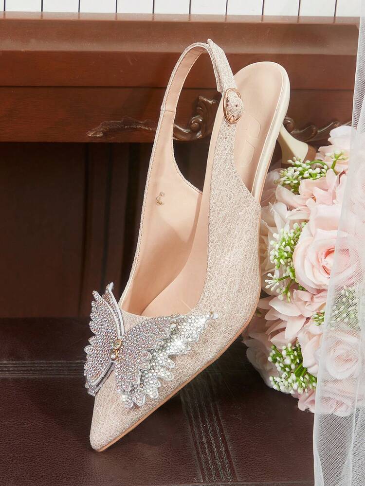 CUCCOO HITCHD Women'shoes Spring And Summer New Hot Diamond Bow Stiletto High Heel Romantic Elegant Gold Glitter PU Upper With Bow Women's High Heel Shoes Dress Shoes Bridal Shoes Wedding Season Party Valentine's Day Elegant Wear
