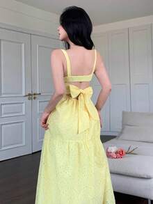 DAZY Đầm dài nữ kiểu dáng thường ngày, thích hợp cho kỳ nghỉ hè. - Màu vàng - Xem 3