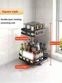 1 Buah Rak Bumbu Dapur Berputar 360°, Organizer Bumbu Plastik untuk Minyak, Garam, Saus, Cuka, Meja Putar Multifungsi 1/2/3 Tingkat dengan Pengisap & Baki Stabil, Penyimpanan Meja untuk Dapur, Kamar Mandi, Rumah, Hanya Tersedia Warna Hitam - MultiWarna - View 4