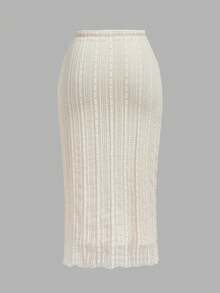 SHEIN MOD 大码女式时尚优雅蝴蝶结长裙 - 杏色 - 查看 2