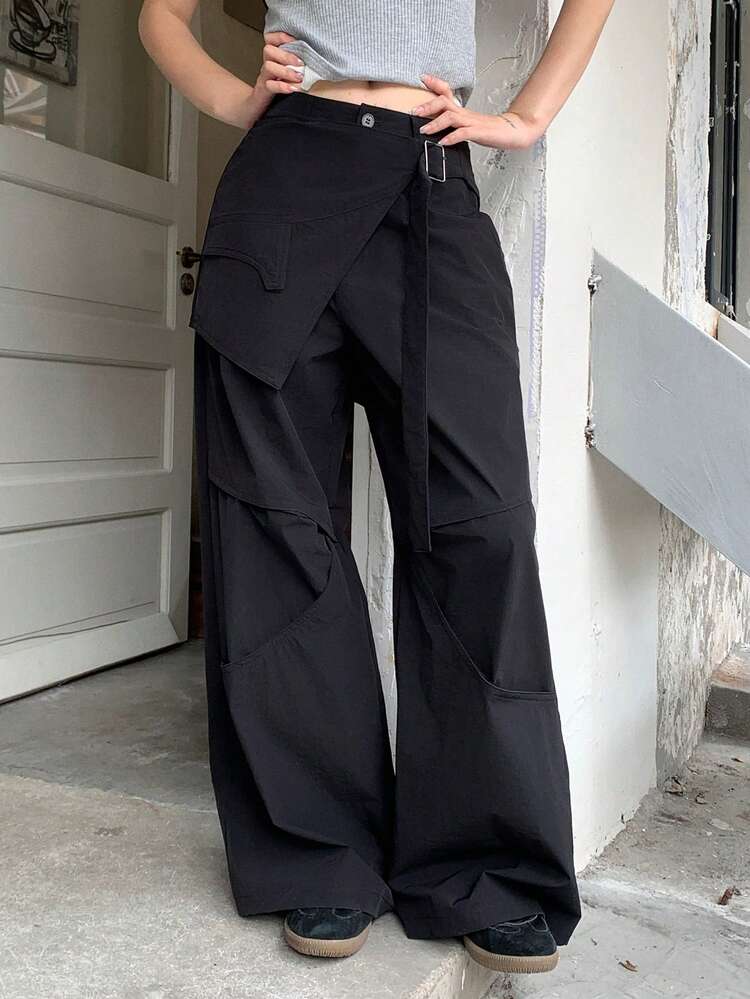 Women's Tie-Up Korean Style A-Line Skirt & Loose Casual Pants 2 Pieces Set