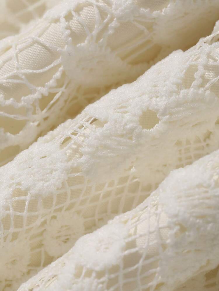 Women's Elegant Lace Embroidered Bowknot Decor Dress Summer