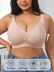 1 buah Bra Wanita Minimalis Nyaman Warna Polos Gel Jelly Penyangga Cup Tidak Dapat Dilepas Tanpa Kawat Ukuran Besar Leher V Dalam Bra Pernikahan - Dusty Pink - View 4