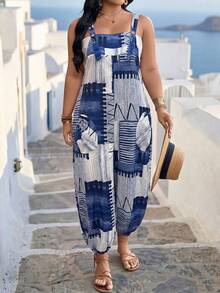 GlowEve CURVE Mono de talla grande para mujer con parches y elementos múltiples - Azul - Ver 1
