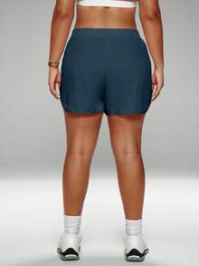 Rhythm Era Plus Size Summer Casual Mesh Patchwork Sports Shorts - Navy Blue - View 2