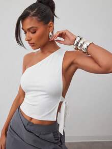Hauture Blusa con diseño asimétrico y espalda descubierta - Blanco - Ver 2