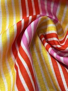 Breezaya 2pcs/Set Plus Size Women Colorful Striped Button-Up Shirt And Drawstring Waist Casual Shorts - Multicolor - View 6