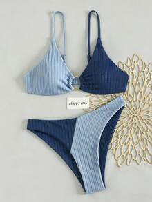 Swim Chiccia 女士夏季沙滩撞色性感比基尼泳装套装 - 彩色 - 查看 7