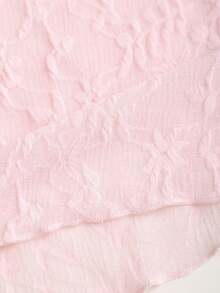 Sweetra French Elegant Sweet Pink Floral Lace Fabric Tie-Up Sleeveless Top,Gentle Style Versatile For Vacation Casual Work Tea Party Wear Summer - Pink - View 5