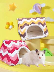 1PC Polyester Padded Warm Small Animal Nest Soft Cozy Comfortable Fluffy Pet Bed For Hamsters Sugar Gliders Squirrels Parrots Small Pets Indoor Cage Home Pet Supplies Daily Use Essentials - Multicolor - View 5