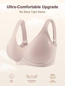 1 buah Bra Wanita Minimalis Nyaman Warna Polos Gel Jelly Penyangga Cup Tidak Dapat Dilepas Tanpa Kawat Ukuran Besar Leher V Dalam Bra Pernikahan - Dusty Pink - View 5